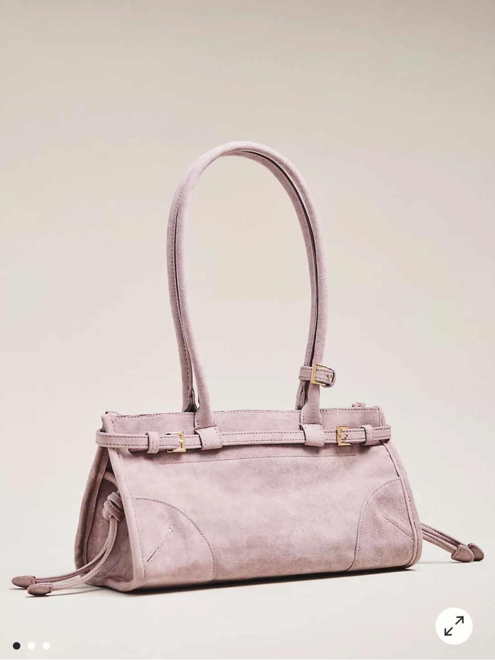 NWOT Anthropologie Soft Mauve Pink Suede Shoulder Bag with Buckle Accents